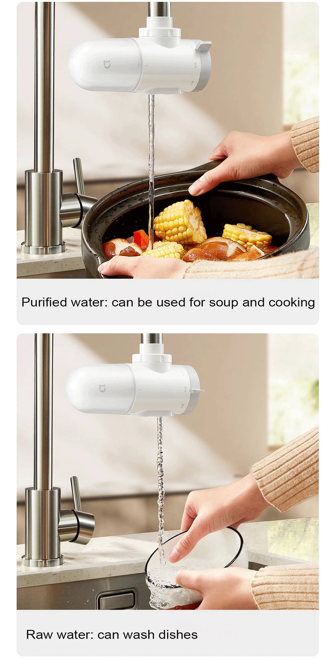 2024 New XIAOMI Mijia Faucet Water Purifier 2 Household Kitchen Tap Visible Water Filter Activated Carbon Percolator System.