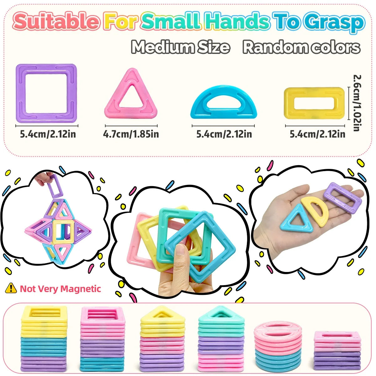 Macaron Magnetic Building Blocks Set ，Durable STEM Educational Construction Toys，Creative Birthday Gift, Assorted Colors.