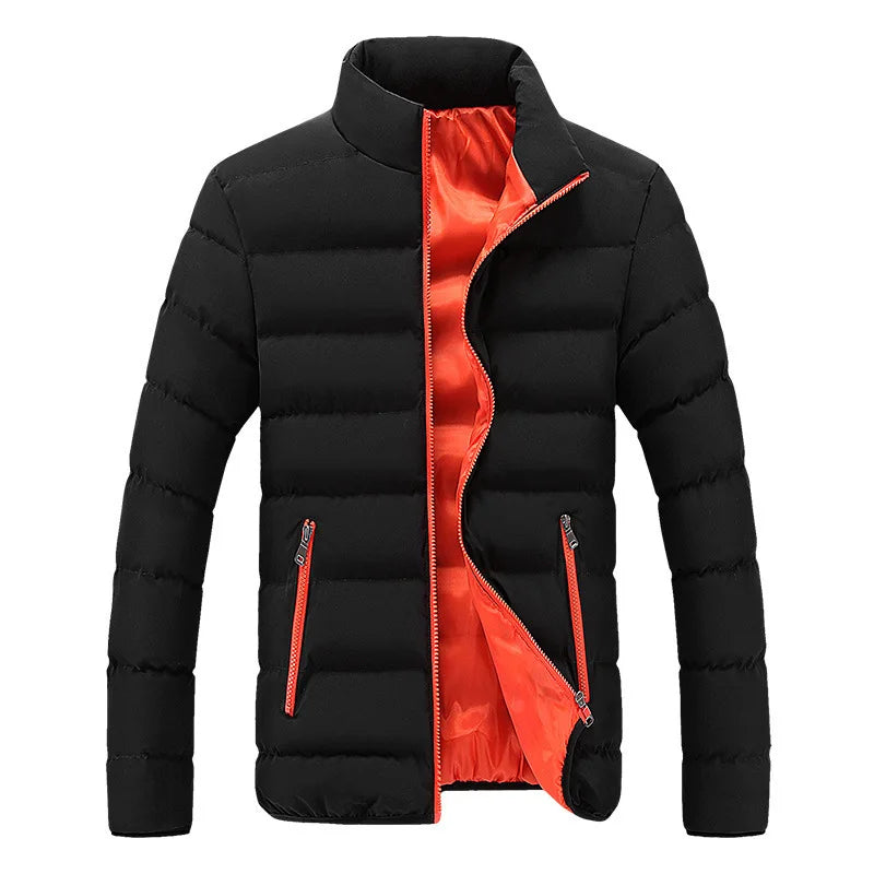 2024 Black New Men's Warm Jacket Cotton Padded Jacket Casual Sports Autumn Winter Men Standing Collar Warm Thick Parker Coat Jac.