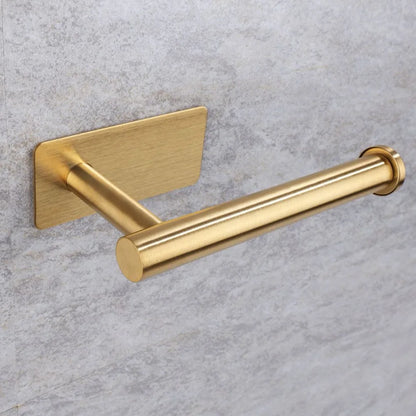 Papierhalter aus Edelstahl, weiß, selbstklebend, Wandhalterung, Ständer, Küche, Badezimmer, Toilettenpapier, Handtuch, Seidenrollenregal, gebürstetes Gold