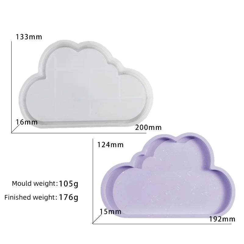 Clouds Dish Tray Silicone Mold DIY Jewellery Storage Box Coasters Ornaments Plaster Resin Molds.