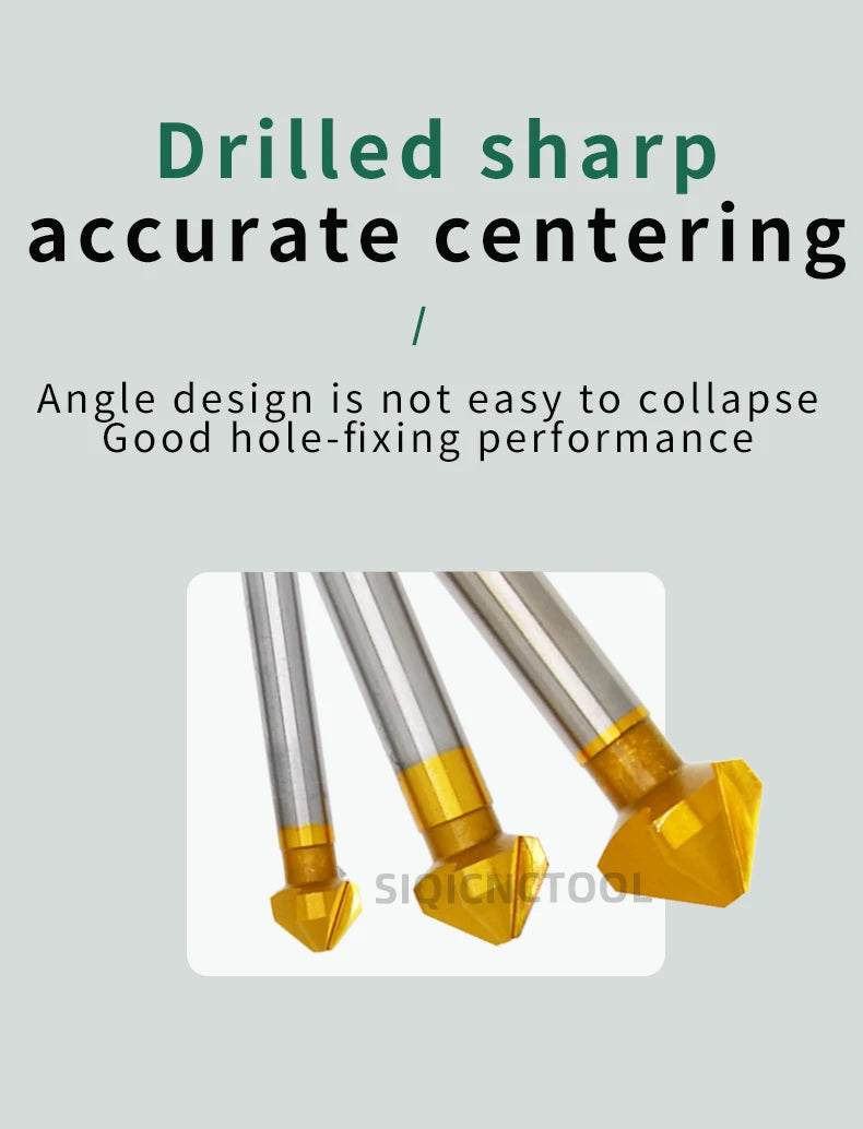 HSS Fasen Anfasen Cutter Schaftfräser Werkzeug Senker Bohrer Set Zu Holz Stell Fasen Cutter Power Tool 3 Flöte 90 grad