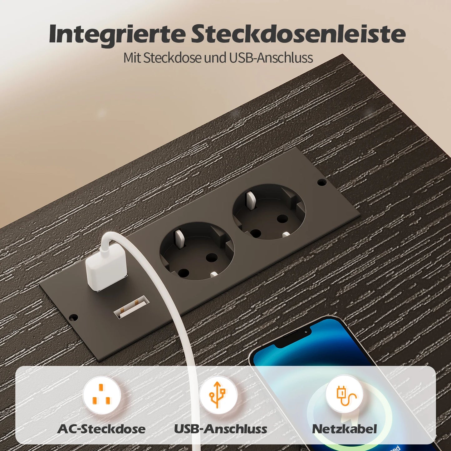 Devoko Gaming Tisch mit LED & Steckdosen,120x60 cm DIY-Stecktafel Schreibtisch mit Ablageregalen