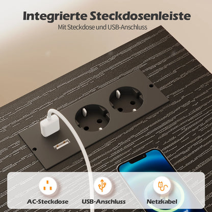 Devoko Gaming Tisch mit LED & Steckdosen,120x60 cm DIY-Stecktafel Schreibtisch mit Ablageregalen