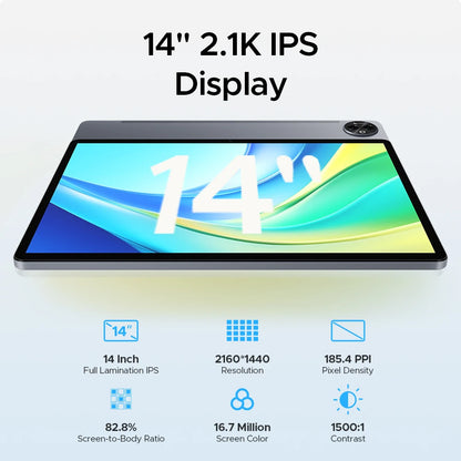 DOOGEE Tab E3 Max Tablet PC Android 15 Gemini AI Quad Speakers 14'' 2.1K Display 32GB(8+24) RAM 256GB ROM 13500mAh Battery Pad.