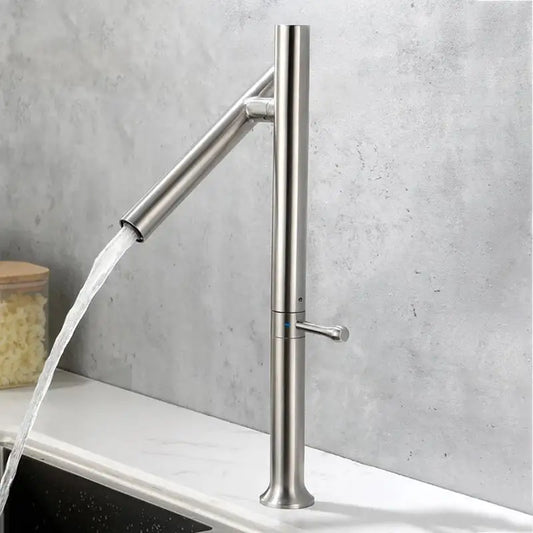 304 Stainless Steel Kitchen Sink Faucet Mixer Water Cold Hot Taps Single Handle 360 Rotation Ceramic Valve Folding with Hose