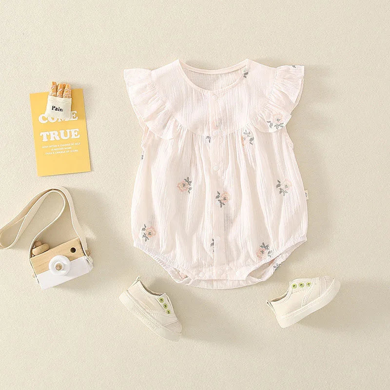 Säuglings kinder Baby Mädchen Kleidung Blumen overall Sommer coole Baumwolle Leinen ärmellose Babe Bodysuit Sonnen anzug Outfits für Neugeborene.