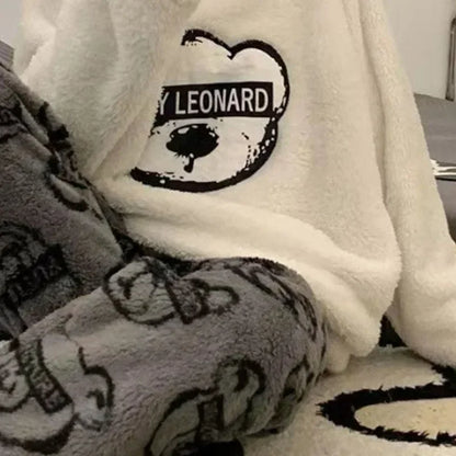 2 Teile/satz Verdickte Warme Flanell Plus Größe frauen Pyjamas Tops und Hosen Nachtwäsche Homewear Winter Cartoon Bär Nachtwäsche.