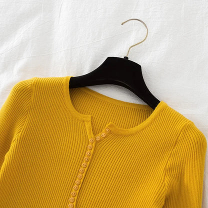 2026 weibliche Casual Tops Pullover Frauen Herbst Winter Gestrickte Dünne Pullover Feste Taste Volle Hülse V-ausschnitt Pullover