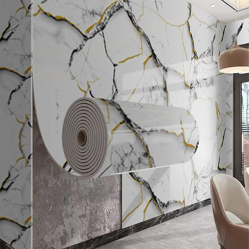 Self adhesive marble wallpaper PVC waterproof and stain resistant bedroom living room TV background wall decoration wall sticler