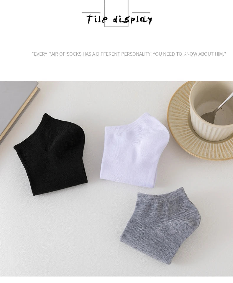 5 Pairs of Women's/men's Boat Socks Invisible Low Cut Anti Slip Summer No Show Ankle Socks Solid Color Casual Breathable.