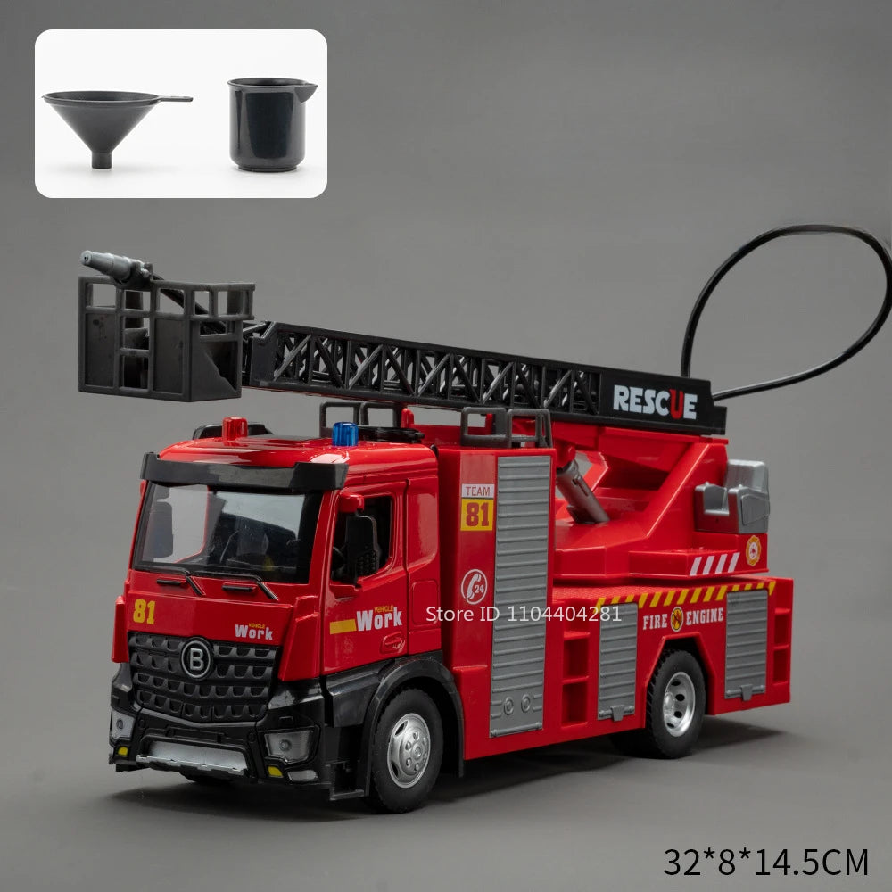1:18 Electric Sanitation Garbage Truck Toy Cars Model Alloy Water Tanker Diecast Light Sound Vehicle Children's Educational Toys.