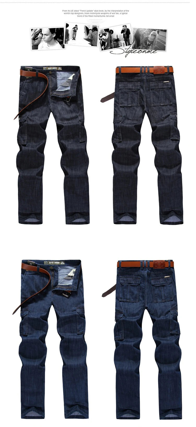 Hochwertige Herren jeans Multi Pocket Denim Cargo hose Übergroße Freizeit hose Herren bekleidung Lose Hose 29-44 a2f125.