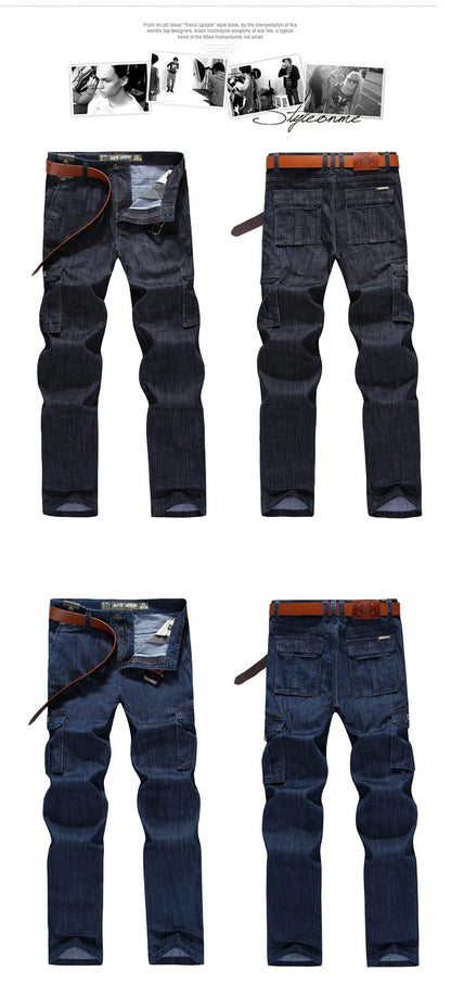 Hochwertige Herren jeans Multi Pocket Denim Cargo hose Übergroße Freizeit hose Herren bekleidung Lose Hose 29-44 a2f125.