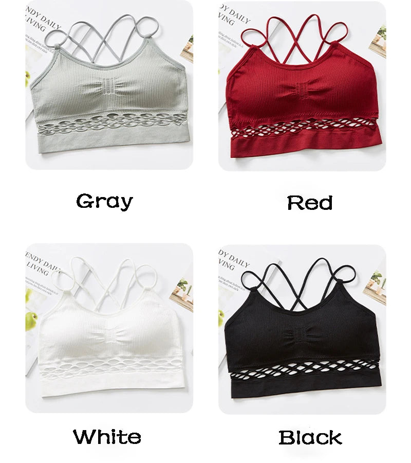 Tube Top Woman Bra Sexy Lingerie Female Fitness Top Cross Strap Seamless Underwear Active Bra Women's Intimates.