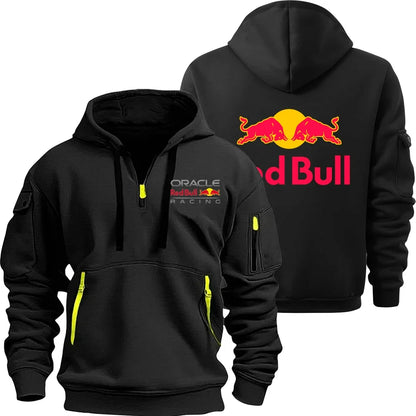 Red Bull Logo Motorcycle Racing Team Men Half Zipper Hoodie Spring Autumn Male Sweatshirt 2025 New Fashion Pullover Clothes Tops.