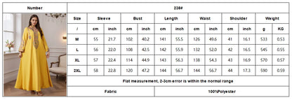 Dubai 2025 Hot Sell Moroccan Islam Women Style Yellow Abaya Intricate Hand Embroidered Patterns for Arabian Cultural Gatherings.