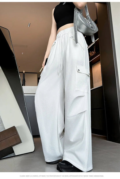 Amerikanischer Fallschirm mit niedriger Taille für Damen im Frühling und Herbst 2022, neue Bergsteiger-Jogginghose mit weitem Bein, schlanke Sport-Arbeitshose.