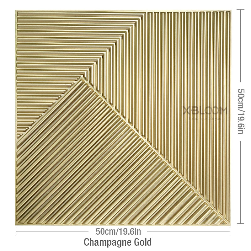 4pcs 50x50cm Champagne gold color 3D Wall Panel Shining Gold 3D Wall Sticker Wedding party background wall art Wood grain paper