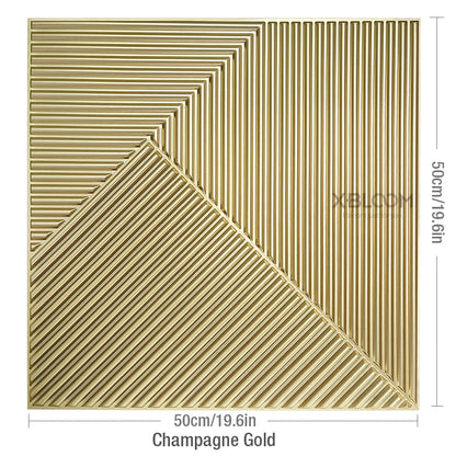 4pcs 50x50cm Champagne gold color 3D Wall Panel Shining Gold 3D Wall Sticker Wedding party background wall art Wood grain paper