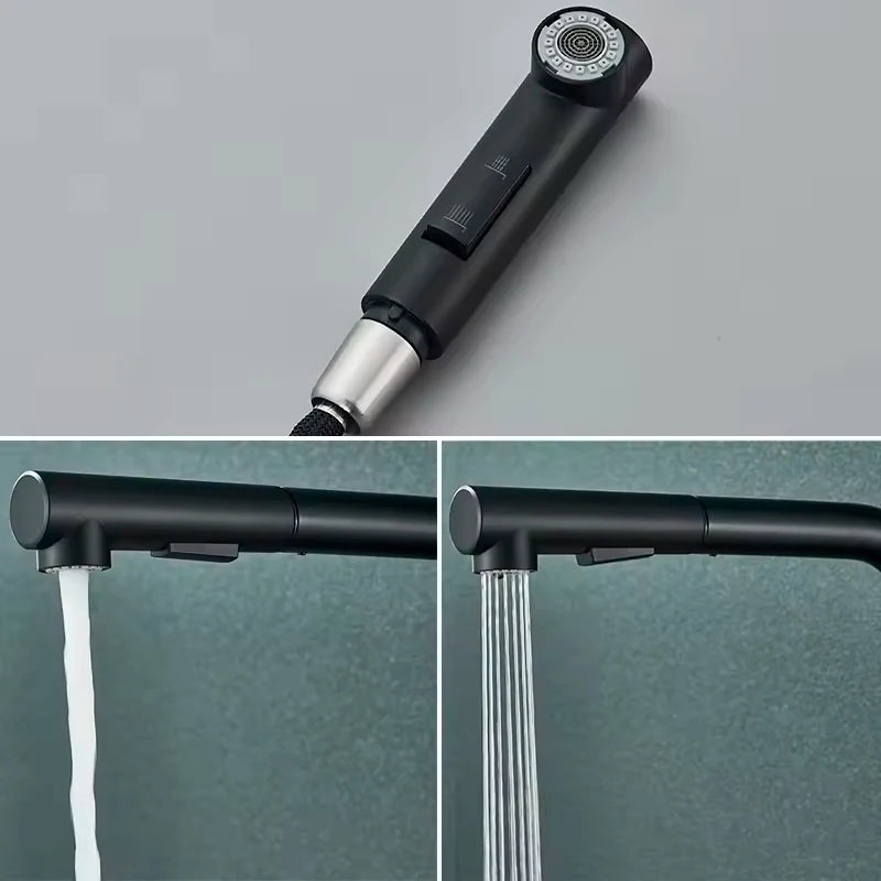 Pull Out Kitchen Sink Faucet Two Model Stream Sprayer Nozzle Stainless Steel Hot Cold Wate Mixer Tap Deck