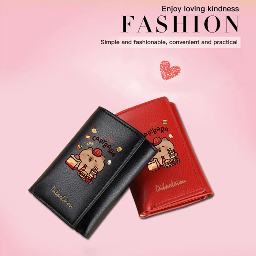 New Mini Short Tri-Fold Ladies Wallet Adorable Compact Feminine Wallet for Women.