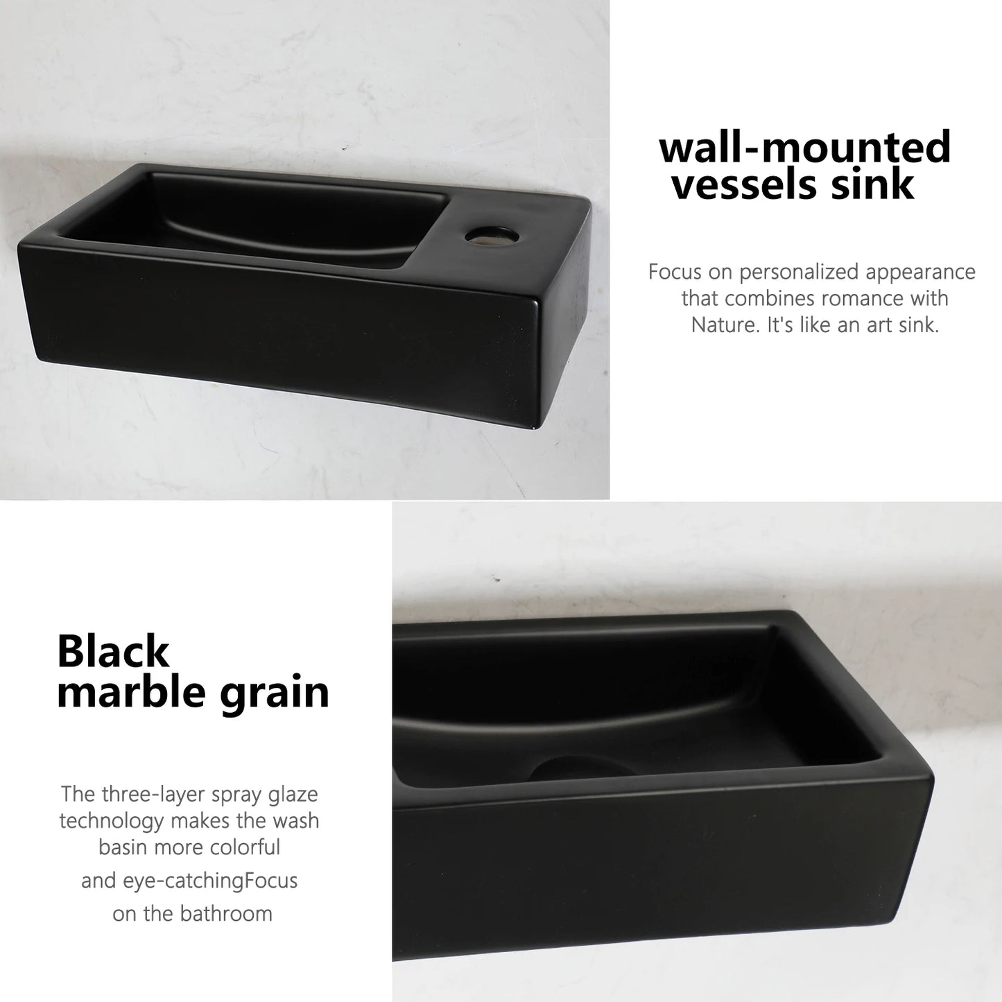 JIENI Art Ceramics Einzelwaschbecken, modernes Wandwaschbecken im europäischen Stil, quadratisches, minimalistisches Waschbecken aus Porzellan