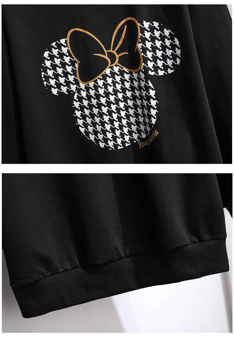 175Kg Plus Größe frauen Fehlschlag 170 Frühling Herbst Neue Lose Rundhals Cartoon Sweatshirt Schwarz Weiß 6XL 7XL 8XL 9XL 10XL 11XL