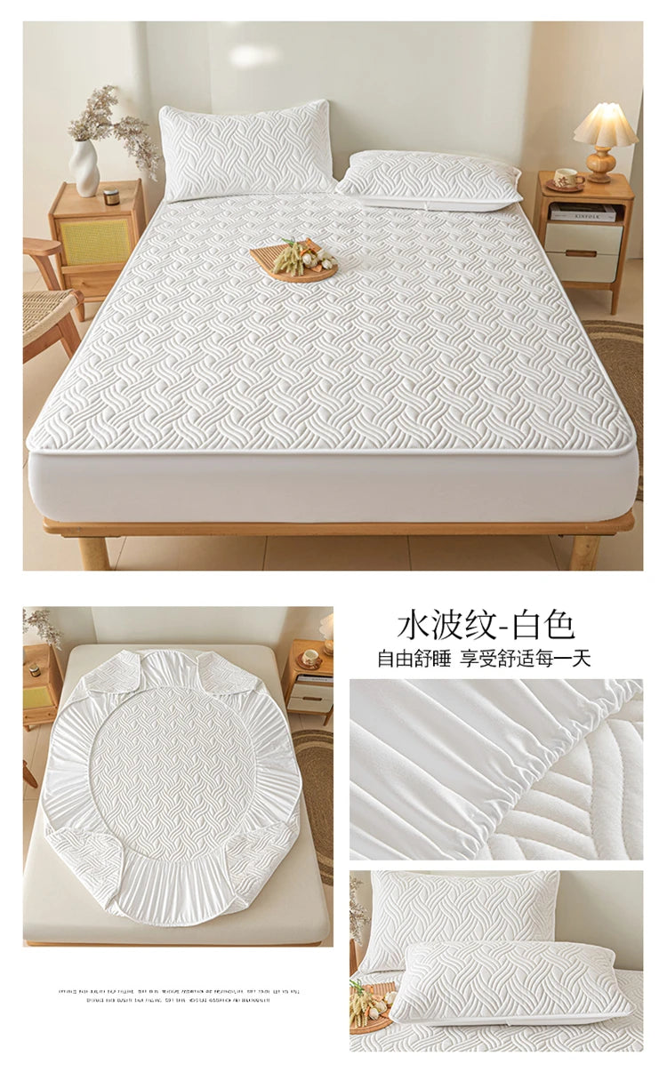 Dreamreal Cotton Thick Quilted Mattress Cover Anti-bacterial Anti-mite Mattress Protector Topper Pad Soft Fitted Sheet 6 Colors.