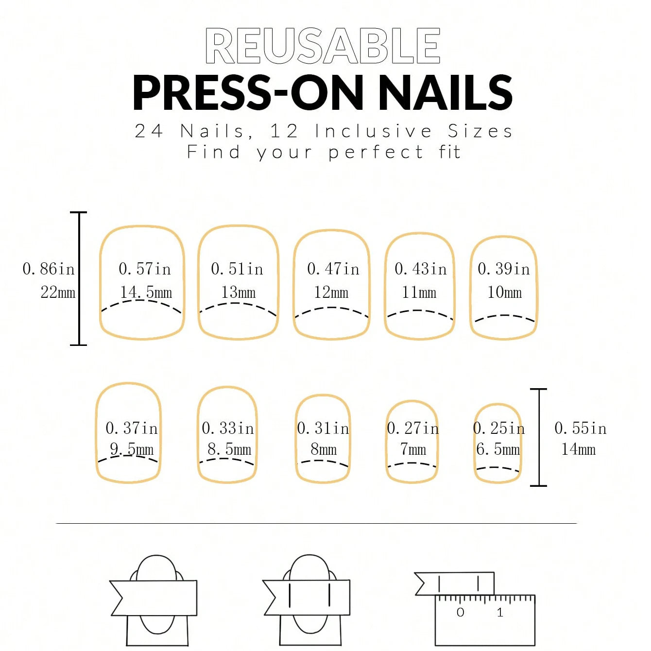 24pcs Medium Square White French Fake nails， Bow on nails Detachable And Reusable Jelly Glue 1pc Cuticle Pusher.