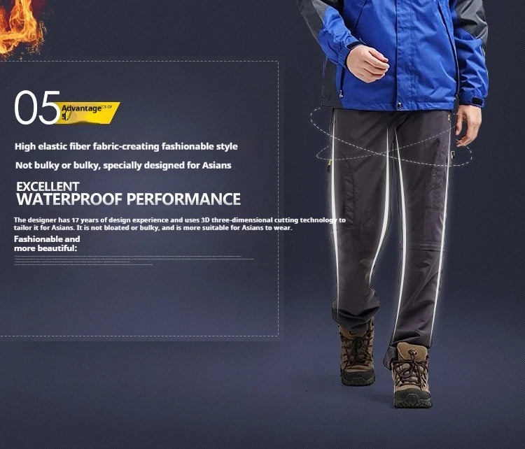 2025 New Trendy Two Wear Outdoor Windproof and Waterproof Tactical Pants for Men and Women Climbing Work Pants.