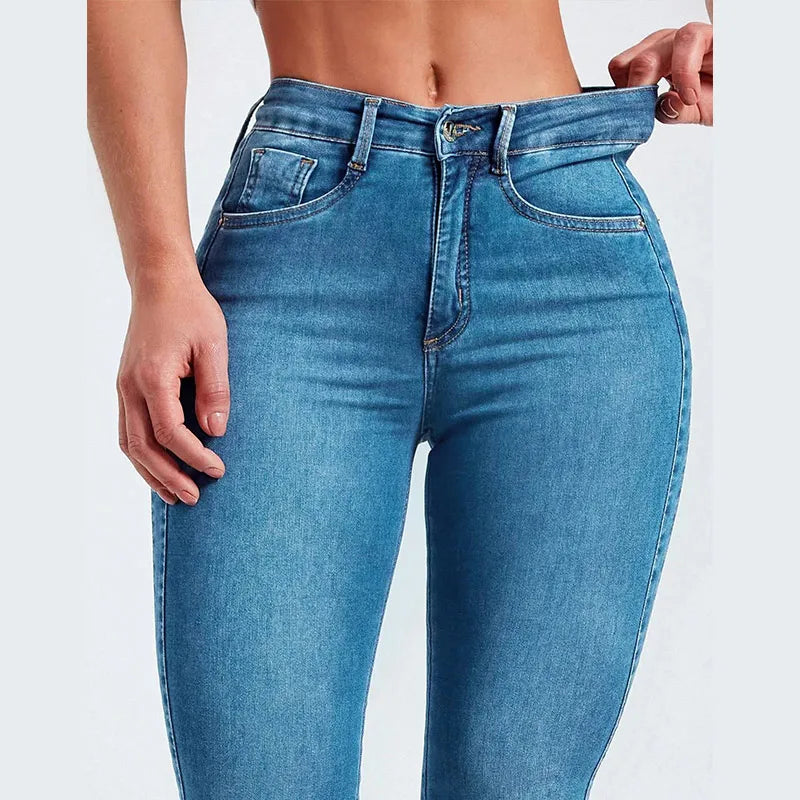 Slim High-waist Jeans Women's Sexy Skinny Pencil Pants Washed Denim Long Trousers 2025 Autumn New Ladies Zipper Streetwear.