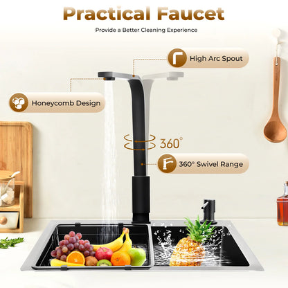 [Edelstahlspüle] Moderne Küchenspüle aus Edelstahl – Edelstahl – für die Küche – langlebig, elegant