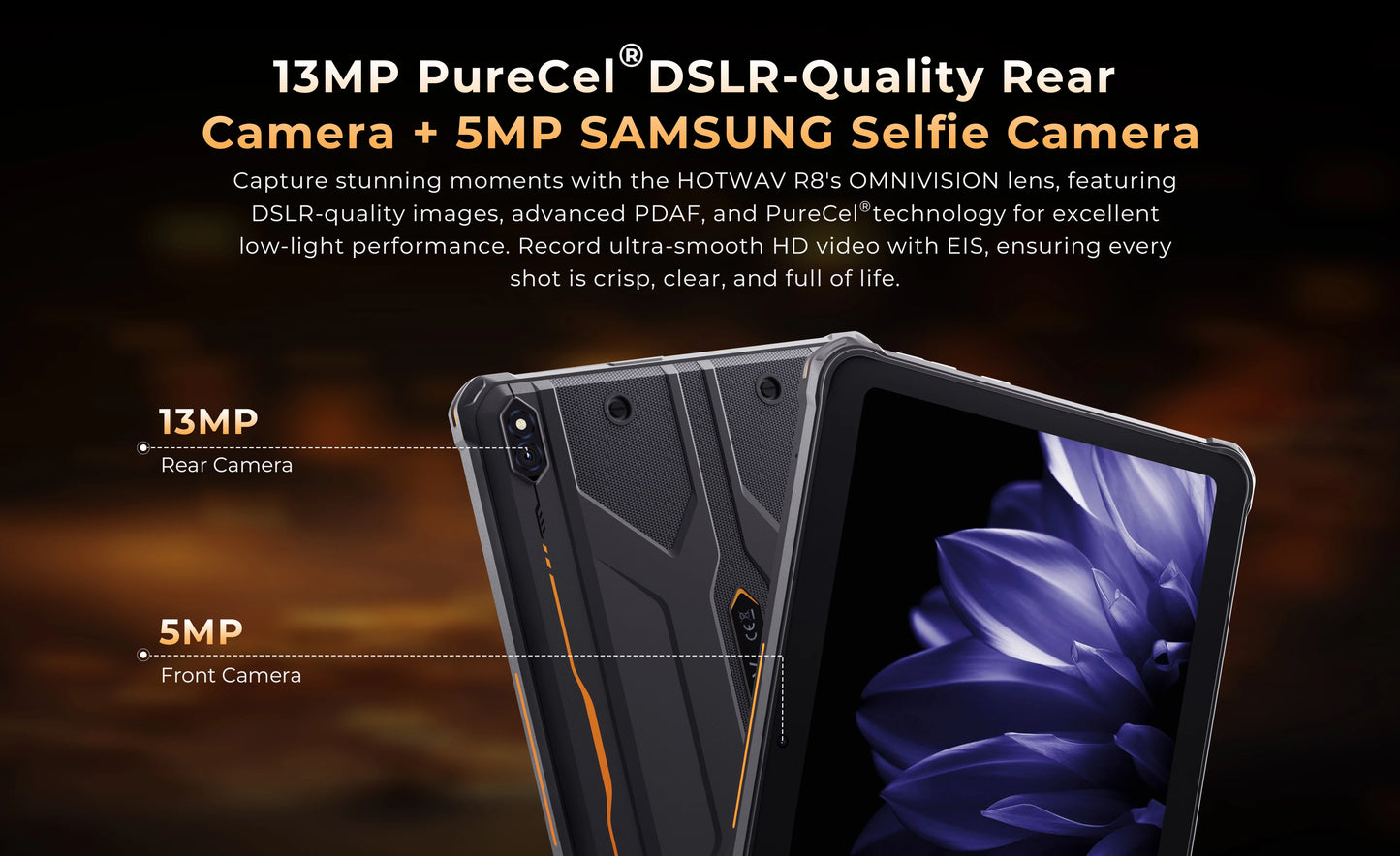 Rugged Tablet HOTWAV R10 Pro 20 (8+12)GB + 256GB, 10.1'' Display, 5MP+13MP Cameras, Android 14.0, 10800mAh Battery, Dual SIM, GPS, 4G