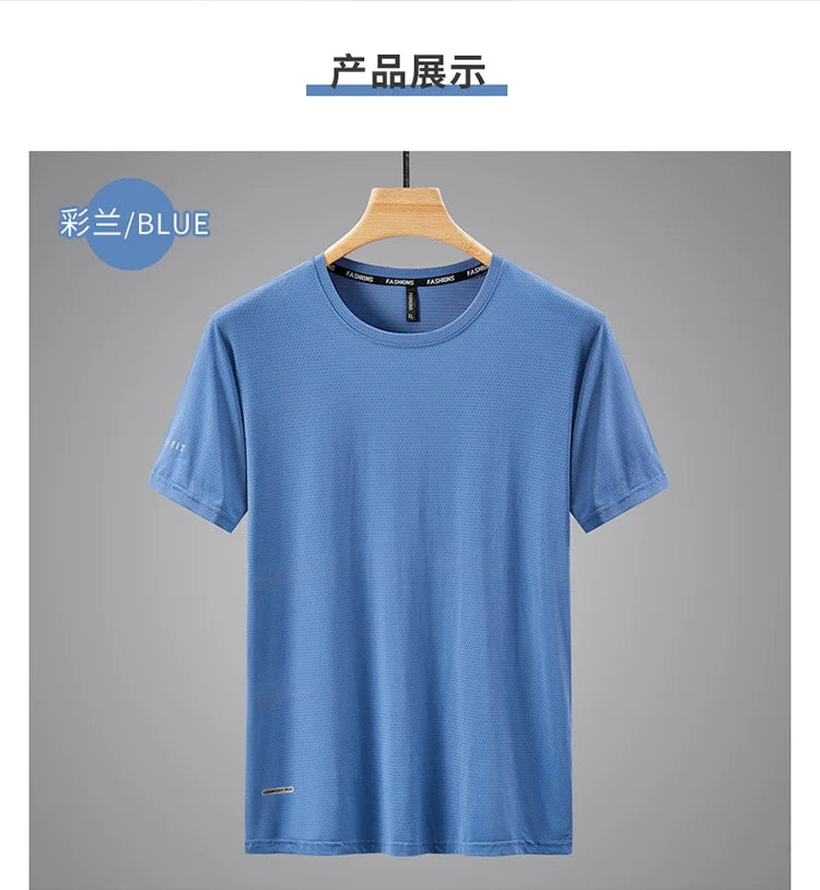 Quick Dry Sport T Shirt Men'S 2024 Short Sleeves Summer Casual White Plus OverSize 6XL 7XL 8XL 9XL Top Tees GYM Tshirt Clothes.