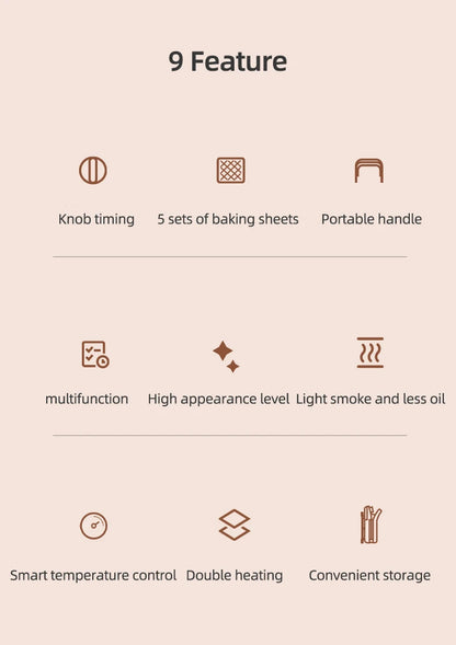 600W Electric Sandwich Maker Waffle Maker Multi-baker Breakfast Machine Toaster Baking Pancake Sandwichera Double Side Heat.