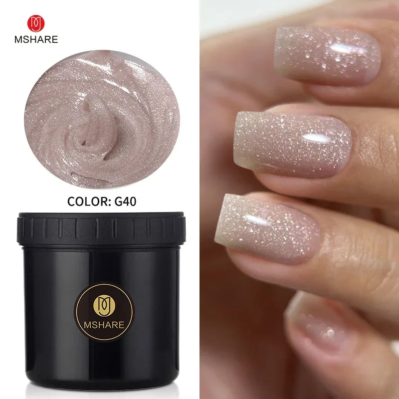 MSHARE 50g/250g Shimmer Pink White Acrylic Gel TPO Free Glitter Shiny Extension Acryl Hard Gel Nails Sculpting Construction