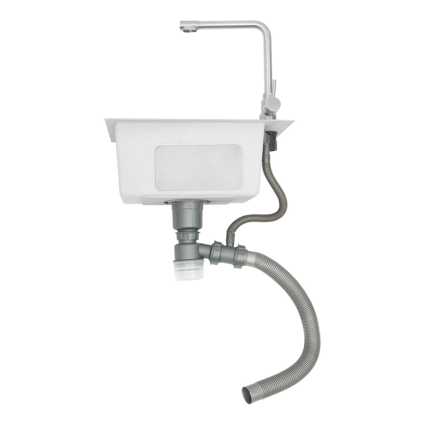 Edelstahlspüle, Küchenspüle, kleine Küchenspüle, Mini-Spüle mit Wasserhahn und Abfluss, 50 x 28 cm