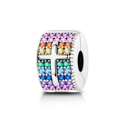 Silver Clasp 925 Sterling Silver CZ pave Clip Charms Daisy Beads Stopper Safety Chain fit Original Bangle Bracelet Jewelry Clip