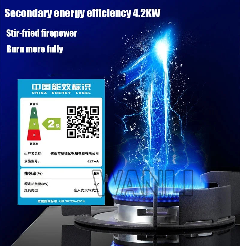 DC330 Gas Stove Household Desktop Embedded Double Stove Natural Gas Liquefied Gas Stove/Toughened Glass Panel.