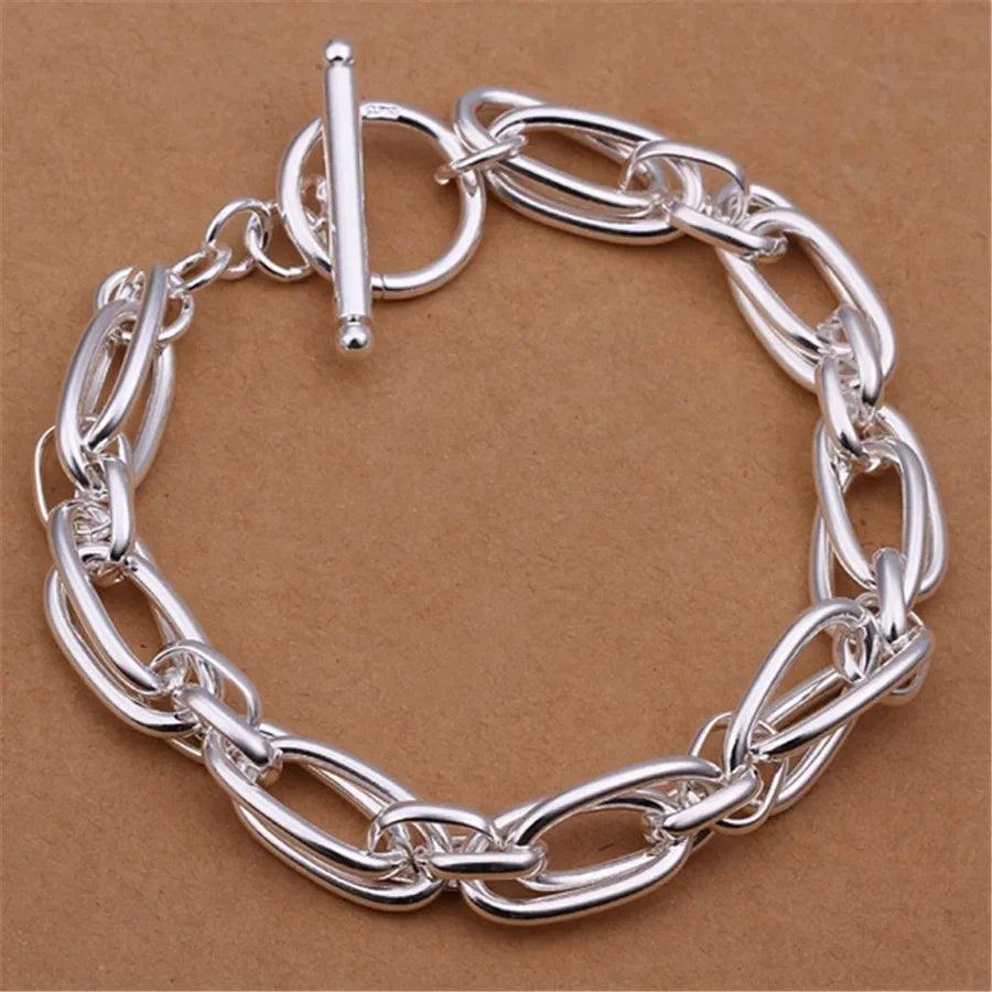 Fine 925 Sterling Silver Noble Nice Chain Solid Bracelet for Women Men Charms Party Gift Wedding Fashion Jewelry Hot Model.