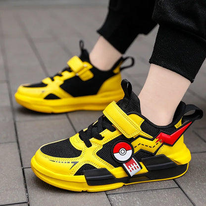 Pokemon Pikachu Children Sports Shoes Spring and autumn Fashion Anime Boy Sneakers Student Breathable Non-slip Running Shoe.