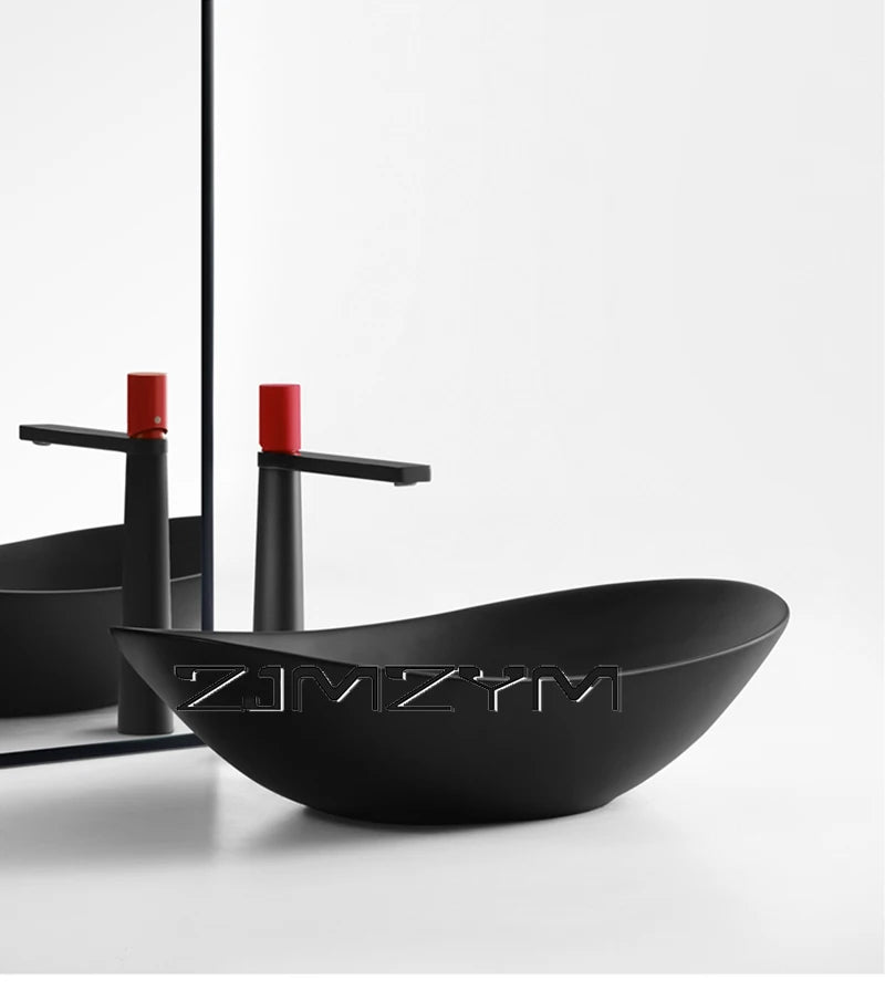 Nordic Keramik Gefäß Waschbecken Eitelkeit Schüssel Oval Badezimmer Tisch Waschbecken Toilette Balkon Kunst Becken Über Theke Sockel Waschbecken