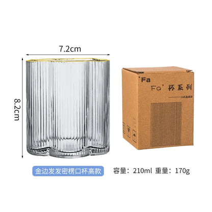 Clear Ice Cream Glass Whiskey Red Wine Glass Cup Flower Stripe Glass Mug Vintage Iced American Coffee Mug Home Stacked Cup