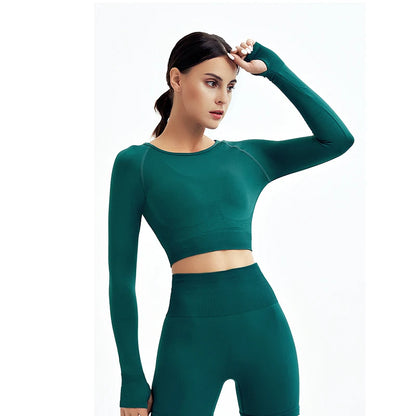 Women's Shirt Seamless Crop Top Fitness Shirts Long Sleeve Sports Top Woman Yoga Tops Activewear With Thumb Hole Sportswear.