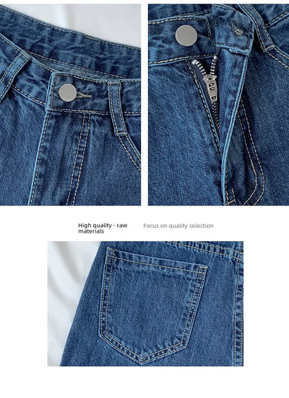 Vintage High-waisted Loose-fit Slimming Straight-leg Jeans For Women Trendy Long Trousers A Retro Flair.
