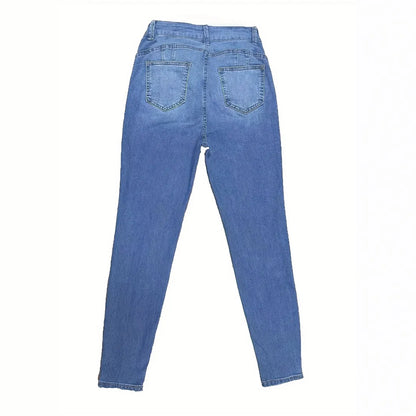 Versatile High-waist Skinny Jeans.Ladies Four Seasons New Fashion Stretch Simple Comfortable Small Leg Jeans Casual Pencil Pants.