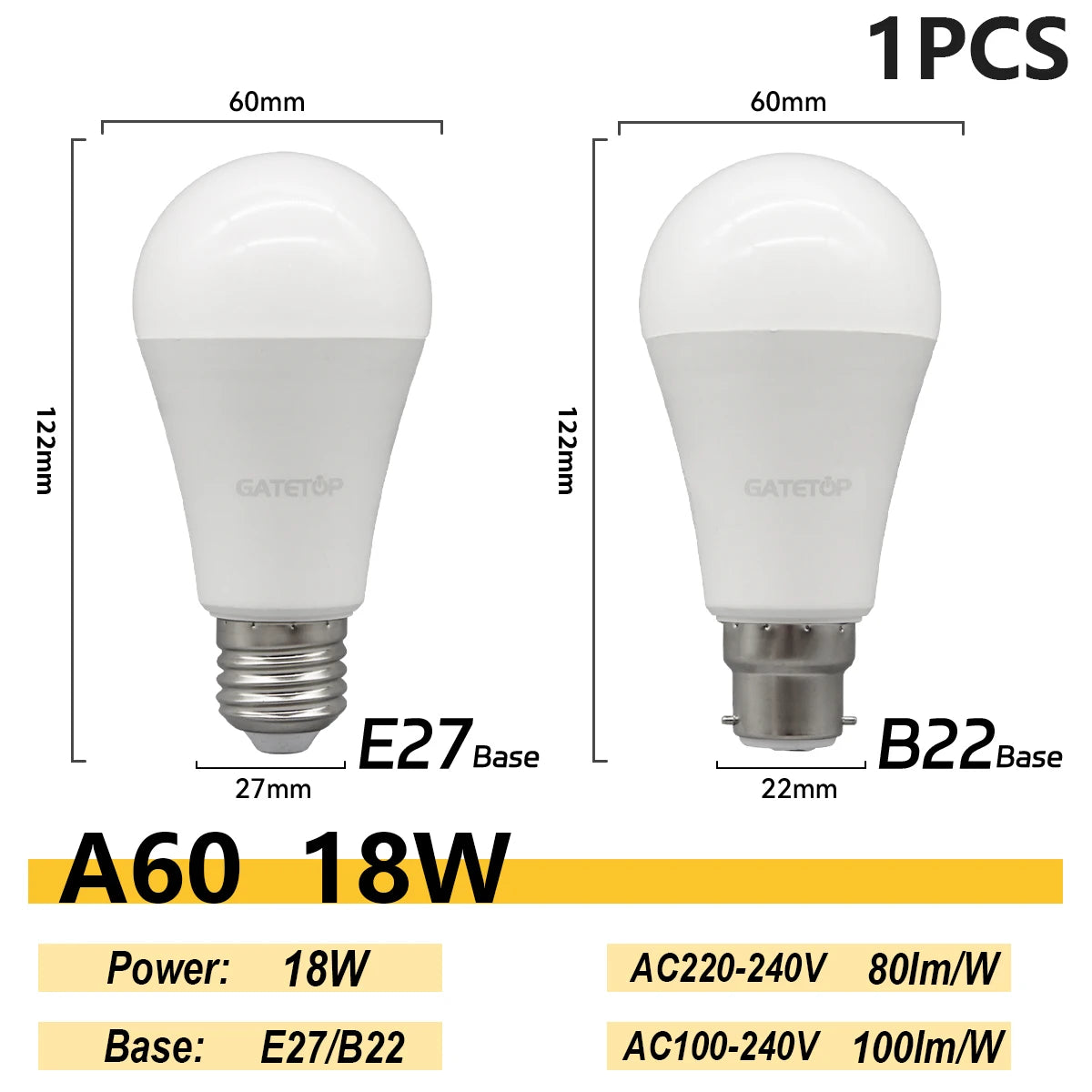 1/10PCS Energiesparlampe E27 B22 Lampen A60 A80 AC220V 230V 110V LED-Licht 20W 18W 24W für Home Derection Wohnzimmerbeleuchtung
