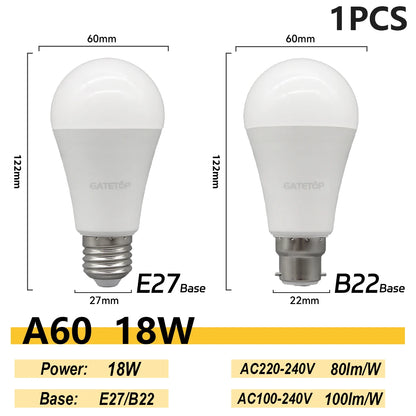 1/10PCS Energiesparlampe E27 B22 Lampen A60 A80 AC220V 230V 110V LED-Licht 20W 18W 24W für Home Derection Wohnzimmerbeleuchtung