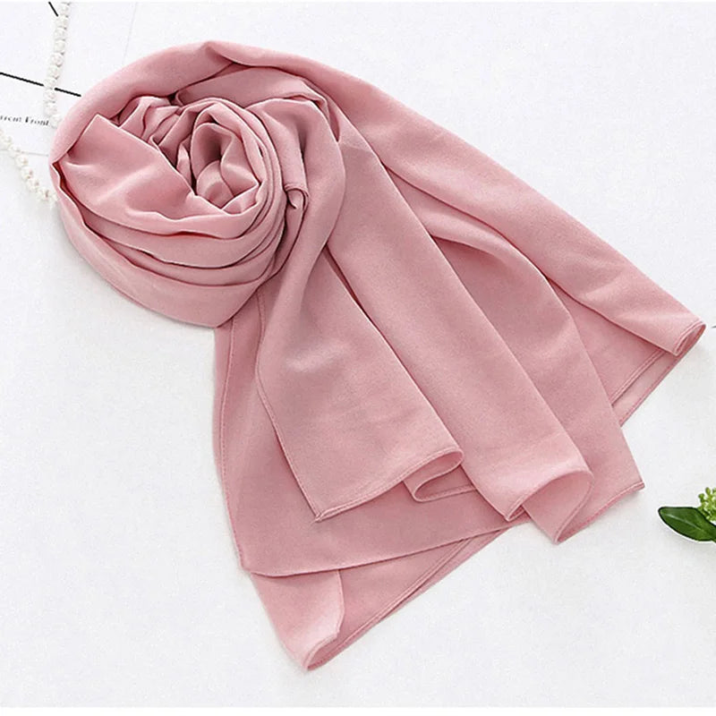 Muslim Chiffon Hijab Scarf Women Long Solid Color Head Wrap For Women Hijabs Scarves Ladies Muslim Veil Jersey Hijabs.
